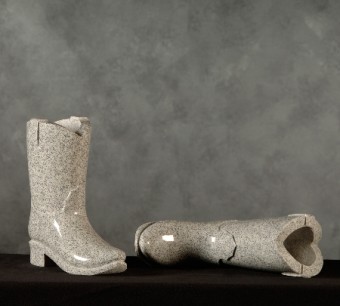 1936 Boot Gray Granite Vase 8" x 4" x 10" 