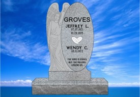 #1941 Elite Angel (Oval) Gray Granite Upright Total Size 48" L x 8" W x 58" H