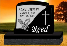 #3339 Elite Black Granite Upright Engraved Letters & Laser Etched  36" L x 6" W x 26" H