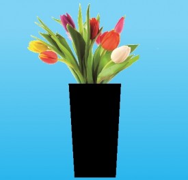 #561 Square Melrose Black Granite Vase 5"X 4"X 9" Polished Sides