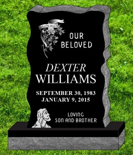 #1233 Elite Black  Granite Upright Engraved Letters & Laser Etched add Love ones Photo  34" L x 6" W x 42" H 
