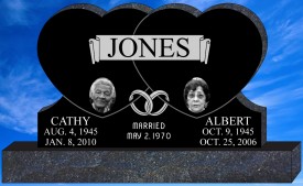 #1234L Elite Heart Black Granite Upright All Laser Etched 54" L x 6" W x 32" H    