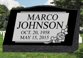 #1259L Black Granite Slant All Laser Etched Letters & Photo Size 20" wide X 10" thick X 16" tall      