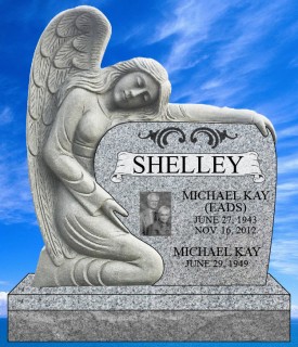 #1275 Elite Angel Gray Granite Upright Total Size 36" L x 6" W x 42" H