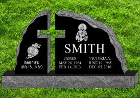 #1297  Elite Black Granite Upright Engraved Letters & Laser Etched  66" L x 6" W x 36" H    