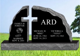 #1297L  Elite Black Granite Upright All Laser Etched letters   66" L x 6" W x 36" H    