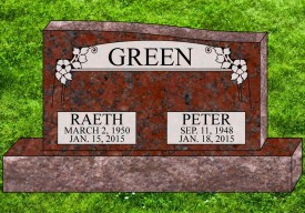 #1623 Upright India Red Granite Total Size 48" long 6" thick 26" tall