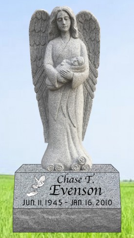 #1672 Elite Statue China Gray Granite Upright Total Size 36" L x 20" W x 75" H