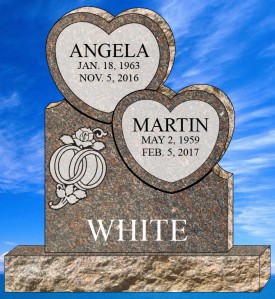 #1729 Elite Heart Deer Brown Granite Upright 42" L x 6" W x 46" H