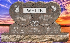 #1733  Elite Heart Deer Brown Granite Upright 54" L x 6" W x 32" H    