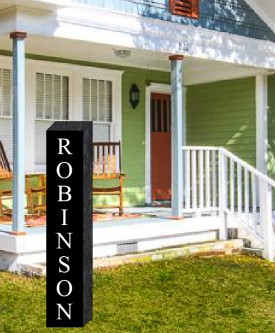 #2429 Black Stone Pillar 8" L X 8" W X 43" H