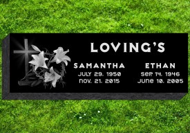 #290L Companion Black Granite Grassermarker All Laser Etched Letters & Photo Size  36" L 12" W x 4" H    