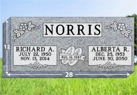 #294-P1  Grassmarker Companion Gray Granite 28" Long x 12" wide x 4" thick 