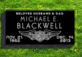 #308L Black Granite Grassermarker  All Laser Etched  Letters & Images size  24" L x 12" W x 4" H          