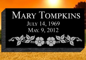 #308 Black Granite Grassmarker Engraved Letters size 24" L x 12" W x 4" H          