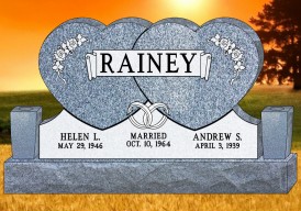 #545  Elite Heart Gray Granite Upright 54" L x 6" W x 32" H    