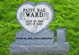 #546  Elite Heart Gray Granite Upright Engraved Letters   36" L x 6" W x 32"H    