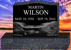 #647L Laser Etched Black Granite 6' thick Upright Total size 36" Long x 6" Thick x 24" Tall 