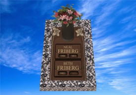 GB-203 11.5x17 Cremation Bronze with Vase on 17x23 Moonlight Gray Granite