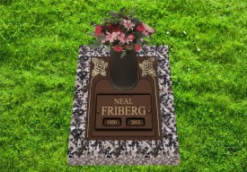 GB-205 11.5x12 Cremation Bronze with Vase on 16x16 Moonlight Gray Granite