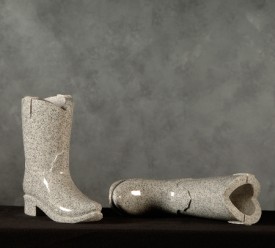 1936 Boot Gray Granite Vase 8" x 4" x 10" 