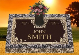 #894 24x14 Bronze on 28x18 Gray Granite With Vase GB-47