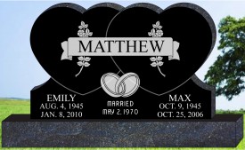 #1234 Elite Heart Black Granite Upright Engraved Letters 54" L x 6" W x 32" H    