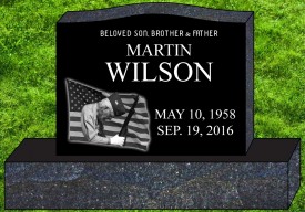 #1285L Laser Etched Black Granite 4" thick Upright Total size 36" L x 4" W x 24" H