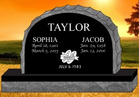 #1298 Elite Black Granite Upright Engraved Letters & Laser Etched  48" L x 6" W x 30" H    