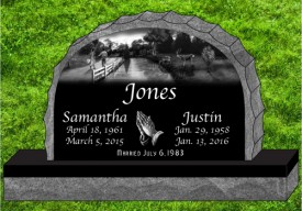 #1298L  Elite Black Granite Upright All Laser Etched letters & Photo   48" L x 6" W x 30" H    