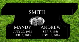 #1461L Style D Bench All Polished  All Laser 48" L X 14" W X 20" H Qty-2 Cremation holes