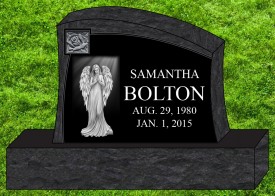 #1462 Elite Black Granite Upright All Laser Etched Letters & Photo 36" L x 6" W x 24" H