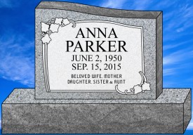 #1589 Upright Gray Granite Total Size 36" Long x 6" Thick x 24" Tall