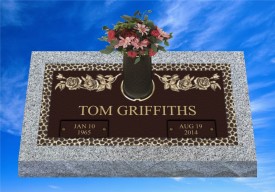 #255 24x12 Bronze on 28x16 Gray Granite With Vase GB-402