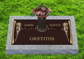 #255C Companion 24x12 Bronze on 28x16 Gray Granite With Vase GB-42