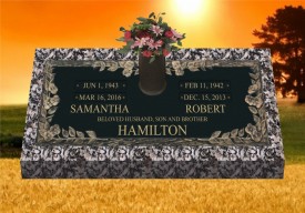 #2766C Companion 36x13 Bronze on 40x17 Moonlight Gray Granite with Vase GB-134