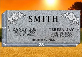 #294-F1  Grassmarker Companion Gray Granite 28" Long x 12" wide x 4" thick 