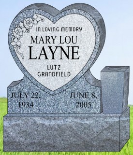 #323  Elite Heart Gray Granite Upright Total Size 20" L x 6" W x 24"H    