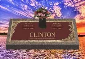 #433C Companion 44x14 Bronze on 48x17 Rushmore Granite with Vase GB-160