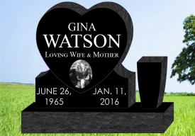 #462L Melrose  Elite Black Granite Upright All Laser Etched letters & Photo of Loved one  24" Lx 6" W x "25 H