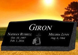 #638L C1  Laser Etched Black Granite Slant 36"wide X 10" thick X 16"tall