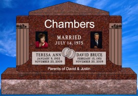 #911 Elite India Red Granite Upright Total Size 54" L x 8" W x 36" H