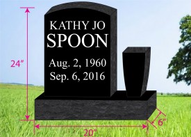 #354 Black Granite Upright Engraved Letters Total Size 20"Long X  6"Thick X 24 "Tall