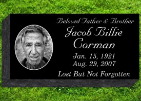 #679L-1  Black Granite Grassermarker All Laser Etched Letters & Photo Size 16" L x 8" W x 4" H Add your own Photo